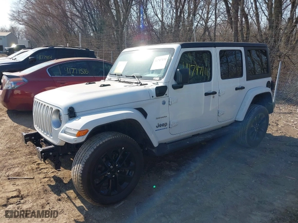 2023 Jeep Wrangler 4xe Sahara with VIN 1C4JJXP61PW553364, listed as a IAAI auction lot 41747111 with 22,127 mi miles. Bid and sale history available at carsss.com. Image 18.