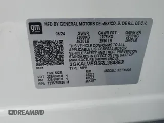 2024 GMC Terrain SLT with VIN 3GKALVEG5RL384862, listed as a Copart auction lot 45870005 with 2,812 mi miles and Non repairable. Bid and sale history available at DreamBid. Image 14.