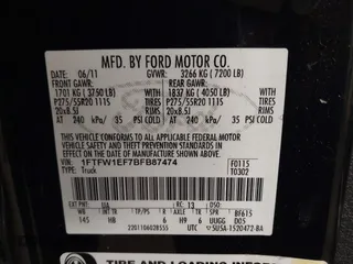 2011 Ford F-150 XL with VIN 1FTFW1EF7BFB87474, listed as a IAAI auction lot 41743226 with 166,356 mi miles. Bid and sale history available at carsss.com. Image 9.