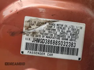 2008 Honda Fit Sport z VIN JHMGD38688S032383, wystawiony jako Copart lot #57757125 z przebiegiem 179 363 mil mil oraz Szkoda całkowita • Salvage title. Historia ofert i sprzedaży dostępna na DreamBid. Obrazek 12.