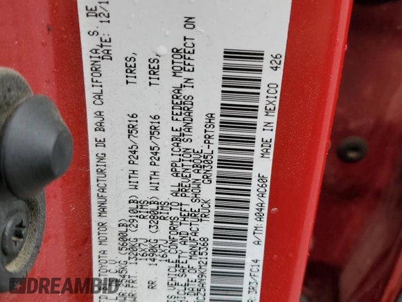 2019 Toyota Tacoma SR z VIN 3TMCZ5AN9KM215368, wystawiony jako Copart lot #66554414 z przebiegiem 84 380 mil mil oraz Szkoda całkowita • Salvage title. Historia ofert i sprzedaży dostępna na DreamBid. Obrazek 13.