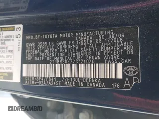 2007 Toyota Corolla CE with VIN 2T1BR30E77C724070, listed as a IAAI auction lot 42142371 with 156,693 mi miles and . Bid and sale history available at DreamBid. Image 9.