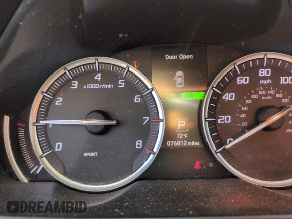 2015 Acura TLX Technology with VIN 19UUB2F59FA008368, listed as a Copart auction lot 56180545 with 76,812 mi miles and Salvage title. Bid and sale history available at DreamBid. Image 9.