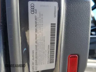 2021 Audi A6 Premium Plus with VIN WAUL2AF27MN072664, listed as a Copart auction lot 88597315 with 59,087 mi miles and Salvage Title. Bid and sale history available at carsss.com. Image 12.