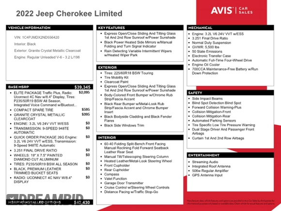 2022 Jeep Cherokee Limited with VIN 1C4PJMDX2ND556420, listed as a Copart auction lot 50798055 with 48,896 mi miles and Salvage Title. Bid and sale history available at DreamBid. Image 13.