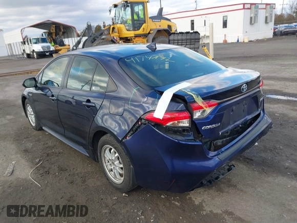 2021 Toyota Corolla Hybrid LE with VIN JTDEAMDE9MJ021431, listed as a IAAI auction lot 41747142 with 165,680 mi miles. Bid and sale history available at carsss.com. Image 3.