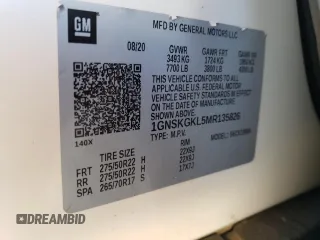 2021 Chevrolet Suburban High Country with VIN 1GNSKGKL5MR135826, listed as a Copart auction lot 82916583 with 58,001 mi miles and . Bid and sale history available at DreamBid. Image 15.