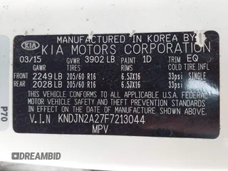 2015 Kia Soul z VIN KNDJN2A27F7213044, wystawiony jako IAAI lot #42230444 z przebiegiem 43 408 mil mil oraz . Historia ofert i sprzedaży dostępna na DreamBid. Obrazek 9.