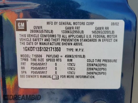2003 GMC Envoy SLT with VIN 1GKDT13S132171350, listed as a Copart auction lot 67076744 with 286,512 mi miles and Salvage Title. Bid and sale history available at carsss.com. Image 13.