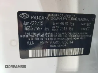 2015 Hyundai Sonata Limited z VIN 5NPE34ABXFH256114, wystawiony jako Copart lot #41860195 z przebiegiem 183 984 mil mil oraz Szkoda całkowita • Salvage title. Historia ofert i sprzedaży dostępna na DreamBid. Obrazek 15.