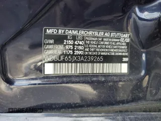 2003 Mercedes-Benz E-Class 3.2L with VIN WDBUF65JX3A239265, listed as a Copart auction lot 44624485 with 0 mi miles and Salvage Title. Bid and sale history available at carsss.com. Image 12.