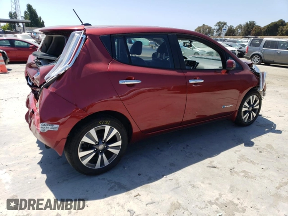 2015 Nissan LEAF SV with VIN 1N4AZ0CPXFC309636, listed as a Copart auction lot 57263473 with 0 mi miles. Bid and sale history available at carsss.com. Image 3.