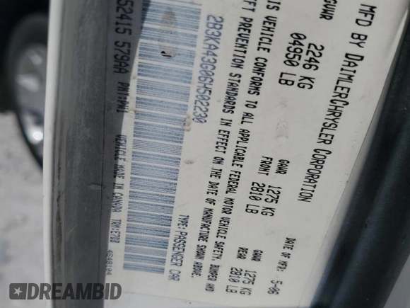 2006 Dodge Charger z VIN 2B3KA43G06H502230, wystawiony jako Copart lot #57057535 z przebiegiem 135 230 mil mil oraz Szkoda całkowita • Salvage title. Historia ofert i sprzedaży dostępna na DreamBid. Obrazek 12.