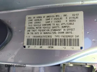 2007 Acura TL with VIN 19UUA66247A023832, listed as a IAAI auction lot 42035522 with 279,942 mi miles. Bid and sale history available at carsss.com. Image 9.