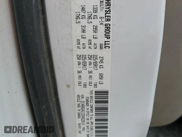 2014 Ram Cargo Van with VIN 2C4RRGAG1ER452814, listed as a Copart auction lot 79087324 with 158,909 mi miles and Clean Title. Bid and sale history available at DreamBid. Image 13.