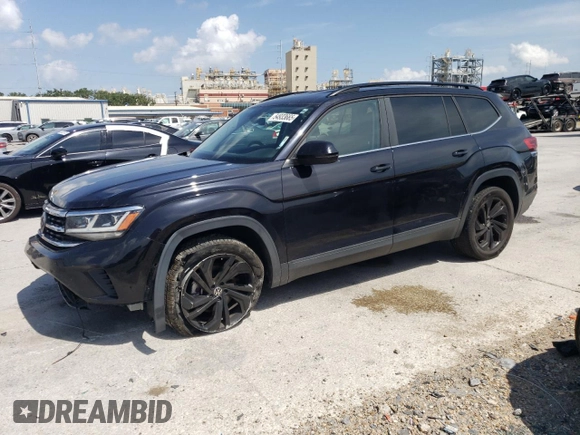 2021 Volkswagen Atlas SE with VIN 1V2WR2CA2MC575199, listed as a Copart auction lot 54933665 with 101,709 mi miles and Salvage title. Bid and sale history available at DreamBid. Image 1.