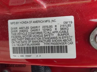 2020 Acura TLX with VIN 19UUB1F36LA005495, listed as a IAAI auction lot 42297616 with 31,264 mi miles and . Bid and sale history available at DreamBid. Image 9.