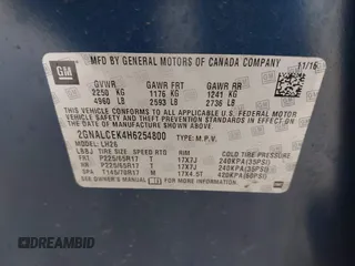 2017 Chevrolet Equinox LT with VIN 2GNALCEK4H6254800, listed as a IAAI auction lot 41281805 with 91,966 mi miles. Bid and sale history available at carsss.com. Image 9.