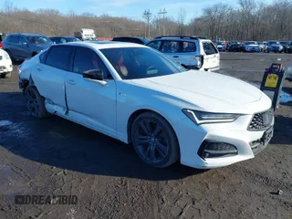 2021 Acura TLX w/A-Spec Package with VIN 19UUB5F59MA013665, listed as a IAAI auction lot 41569907 with 48,429 mi miles. Bid and sale history available at carsss.com. Image 1.