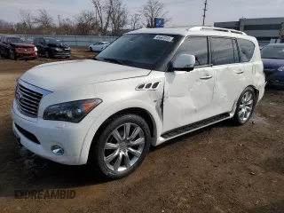 2014 Infiniti QX80 with VIN JN8AZ2NE8E9067639, listed as a Copart auction lot 46667015 with 185,304 mi miles and Salvage Title. Bid and sale history available at carsss.com. Image 1.