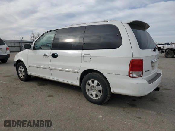 2002 Kia Sedona LX with VIN KNDUP131326271237, listed as a Copart auction lot 89358515 with 142,150 mi miles and Salvage Title. Bid and sale history available at carsss.com. Image 2.
