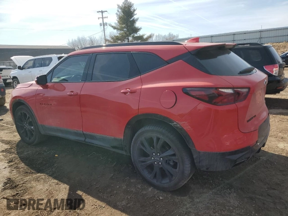 2021 Chevrolet Blazer RS with VIN 3GNKBKRS2MS579615, listed as a Copart auction lot 48913135 with 25,576 mi miles and Salvage title. Bid and sale history available at DreamBid. Image 2.