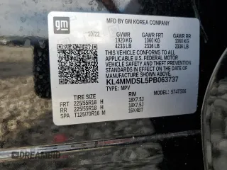 2023 Buick Encore GX Select with VIN KL4MMDSL5PB063737, listed as a Copart auction lot 77082114 with 7,572 mi miles and Salvage title. Bid and sale history available at DreamBid. Image 12.