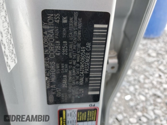 2017 Kia Cadenza Premium with VIN KNALC4J19H5060549, listed as a Copart auction lot 80995714 with 95,763 mi miles and Salvage Title. Bid and sale history available at carsss.com. Image 14.