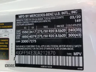 2020 Mercedes-Benz GLS 450 with VIN 4JGFF5KE3LA212870, listed as a Copart auction lot 60839094 with 27,549 mi miles and Salvage Title. Bid and sale history available at DreamBid. Image 13.