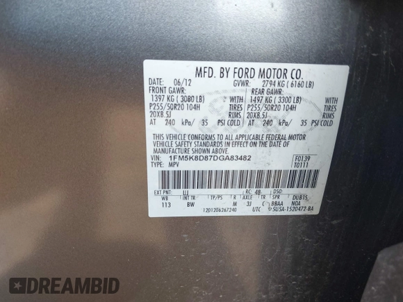 2013 Ford Explorer XLT with VIN 1FM5K8D87DGA83482, listed as a IAAI auction lot 41885560 with 178,831 mi miles and . Bid and sale history available at carsss.com. Image 9.