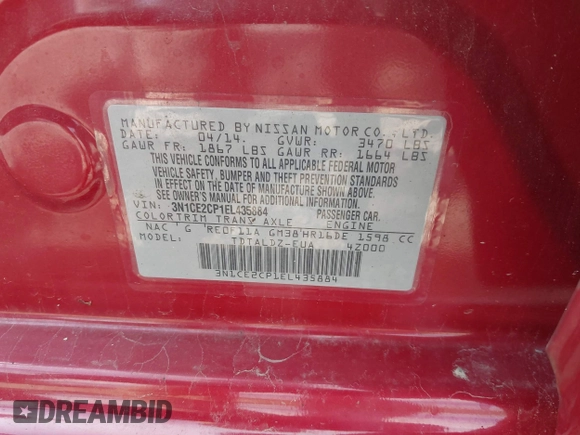 2014 Nissan Note SV with VIN 3N1CE2CP1EL435884, listed as a IAAI auction lot 42018326 with 133,869 mi miles and . Bid and sale history available at DreamBid. Image 9.