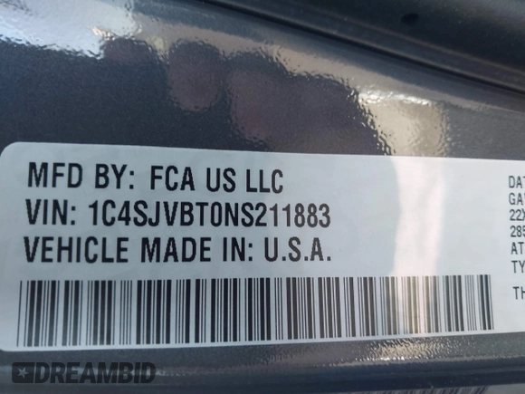 2022 Jeep Wagoneer Series II with VIN 1C4SJVBT0NS211883, listed as a IAAI auction lot 41829762 with 50,363 mi miles and . Bid and sale history available at DreamBid. Image 9.