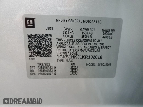 2019 GMC Yukon XL Denali with VIN 1GKS1HKJ1KR132018, listed as a Copart auction lot 49337035 with 73,216 mi miles and Salvage Title. Bid and sale history available at carsss.com. Image 16.