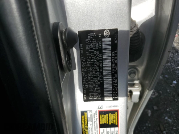 2012 Toyota Camry L with VIN 4T1BF1FK3CU054536, listed as a Copart auction lot 53728885 with 122,794 mi miles and Salvage Title. Bid and sale history available at DreamBid. Image 12.