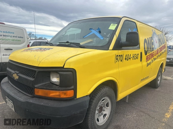 2014 Chevrolet Express Cargo Van with VIN 1GCWGFCA1E1127953, listed as a IAAI auction lot 42191149 with 160,364 mi miles. Bid and sale history available at carsss.com. Image 1.