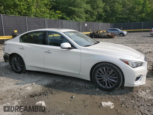2019 Infiniti Q50 Luxe z VIN JN1EV7AP1KM512411, wystawiony jako Copart lot #59749125 z przebiegiem 83 347 mil mil oraz Szkoda całkowita • Salvage title. Historia ofert i sprzedaży dostępna na DreamBid. Obrazek 4.
