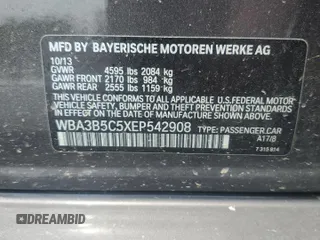 2014 BMW 3 Series 328i xDrive with VIN WBA3B5C5XEP542908, listed as a Copart auction lot 62636965 with 141,520 mi miles and Clean title. Bid and sale history available at DreamBid. Image 12.
