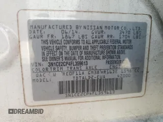 2015 Nissan Note SV with VIN 3N1CE2CP4FL359613, listed as a Copart auction lot 58637945 with Not provided miles and Salvage title. Bid and sale history available at DreamBid. Image 13.