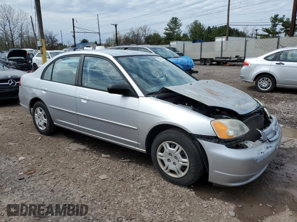 2002 Honda Civic LX with VIN 2HGES16532H577033, listed as a Copart auction lot 52639645 with 105,095 mi miles and Salvage Title. Bid and sale history available at DreamBid. Image 4.