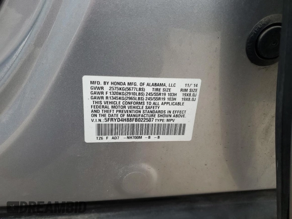 2015 Acura MDX Advance/Entertainment Pkg with VIN 5FRYD4H88FB022507, listed as a Copart auction lot 43153865 with 178,288 mi miles and Salvage Title. Bid and sale history available at carsss.com. Image 13.