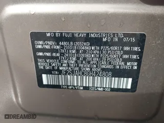 2016 Subaru Forester 2.5i Limited with VIN JF2SJAHC8GH424808, listed as a IAAI auction lot 41905068 with 136,344 mi miles. Bid and sale history available at carsss.com. Image 9.