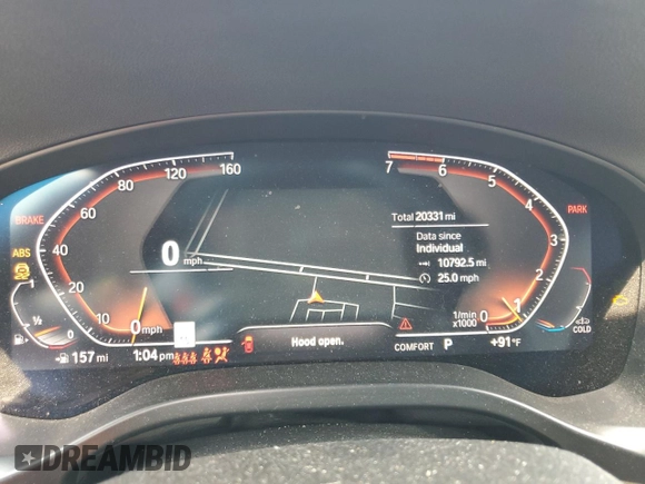 2022 BMW X3 sDrive30i with VIN 5UX43DP04N9M61791, listed as a Copart auction lot 46064925 with 20,331 mi miles and Clean Title. Bid and sale history available at DreamBid. Image 9.