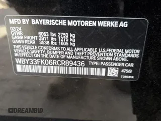 2024 BMW i5 eDrive40 with VIN WBY33FK06RCR89436, listed as a Copart auction lot 76718924 with 0 mi miles and Salvage Title. Bid and sale history available at carsss.com. Image 12.