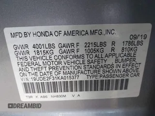 2019 Acura ILX with VIN 19UDE2F31KA015377, listed as a IAAI auction lot 41436159 with 47,701 mi miles. Bid and sale history available at carsss.com. Image 9.