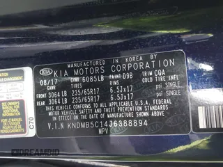 2018 Kia Sedona LX with VIN KNDMB5C14J6388894, listed as a IAAI auction lot 41808847 with 82,468 mi miles. Bid and sale history available at carsss.com. Image 9.