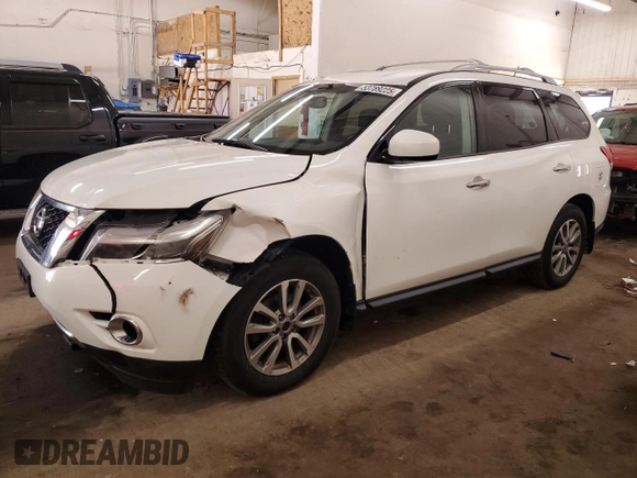 2015 Nissan Pathfinder SV z VIN 5N1AR2MM5FC695632, wystawiony jako Copart lot #53789225 z przebiegiem 145 391 mil mil oraz Szkoda całkowita • Salvage title. Historia ofert i sprzedaży dostępna na DreamBid. Obrazek 1.