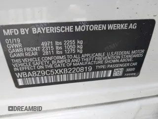2019 BMW 3 Series 330i xDrive with VIN WBA8Z9C5XKB220819, listed as a IAAI auction lot 41619909 with 46,587 mi miles and . Bid and sale history available at carsss.com. Image 9.