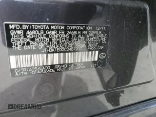 2012 Lexus ES 330 z VIN JTHBK1EG2C2487207, wystawiony jako Copart lot #54367925 z przebiegiem 140 116 mil mil oraz Szkoda całkowita • Salvage title. Historia ofert i sprzedaży dostępna na DreamBid. Obrazek 12.