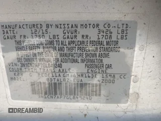 2016 Nissan Versa S with VIN 3N1CN7AP7GL849240, listed as a IAAI auction lot 42528378 with 142,171 mi miles and . Bid and sale history available at DreamBid. Image 9.