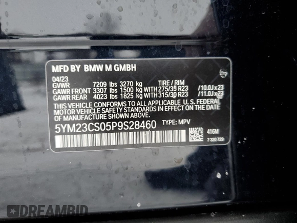 2023 BMW XM z VIN 5YM23CS05P9S28460, wystawiony jako Copart lot #41641905 z przebiegiem 9700 mil mil oraz Szkody całkowita. Historia ofert i sprzedaży dostępna na DreamBid. Obrazek 15.